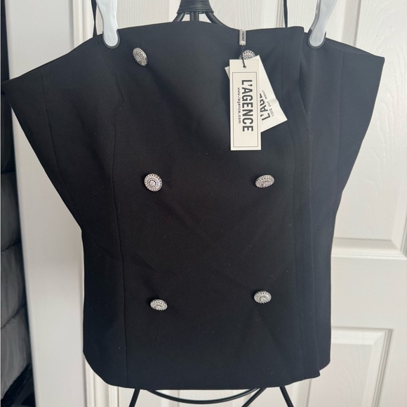 L'AGENCE
Fay strapless crystal-embellished woven bustier top - Picture 5 of 7